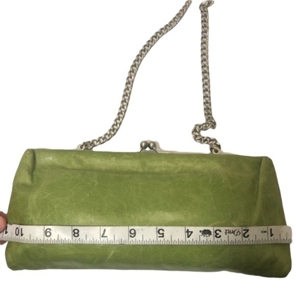 Hobo green weathered leather clutch mini bag convertible kisslock cute